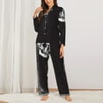 thumbnail image 2 of Disketp Gothic Skull Drape Pajamas Set Long Sleeve Sleepwear Womens Button Down Nightwear Pj Sets-{designName}-Small, 2 of 7