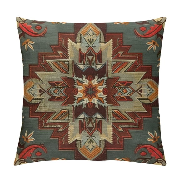 PHYHOO Boho Pillow Covers Red Brown Turquoise Geometry Decor Throw Pillows Outdoor Decorative Cushion Cases for Couch Bed Decorations
