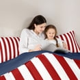 thumbnail image 4 of Manfei Red White Stripes Twin Comforter Sets,Modern Geometric Bedding Set,Navy Blue Reversible,2pcs,1 Comforter and 1 Pillowcase, 4 of 7