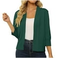 thumbnail image 1 of KIHOUT Cardigan Court Ouvert à Manches 3/4 Classique pour Femmes Léger en Tricot, 1 of 5