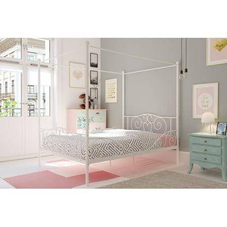 DHP Canopy Metal Bed, Multiple Sizes, Full, White