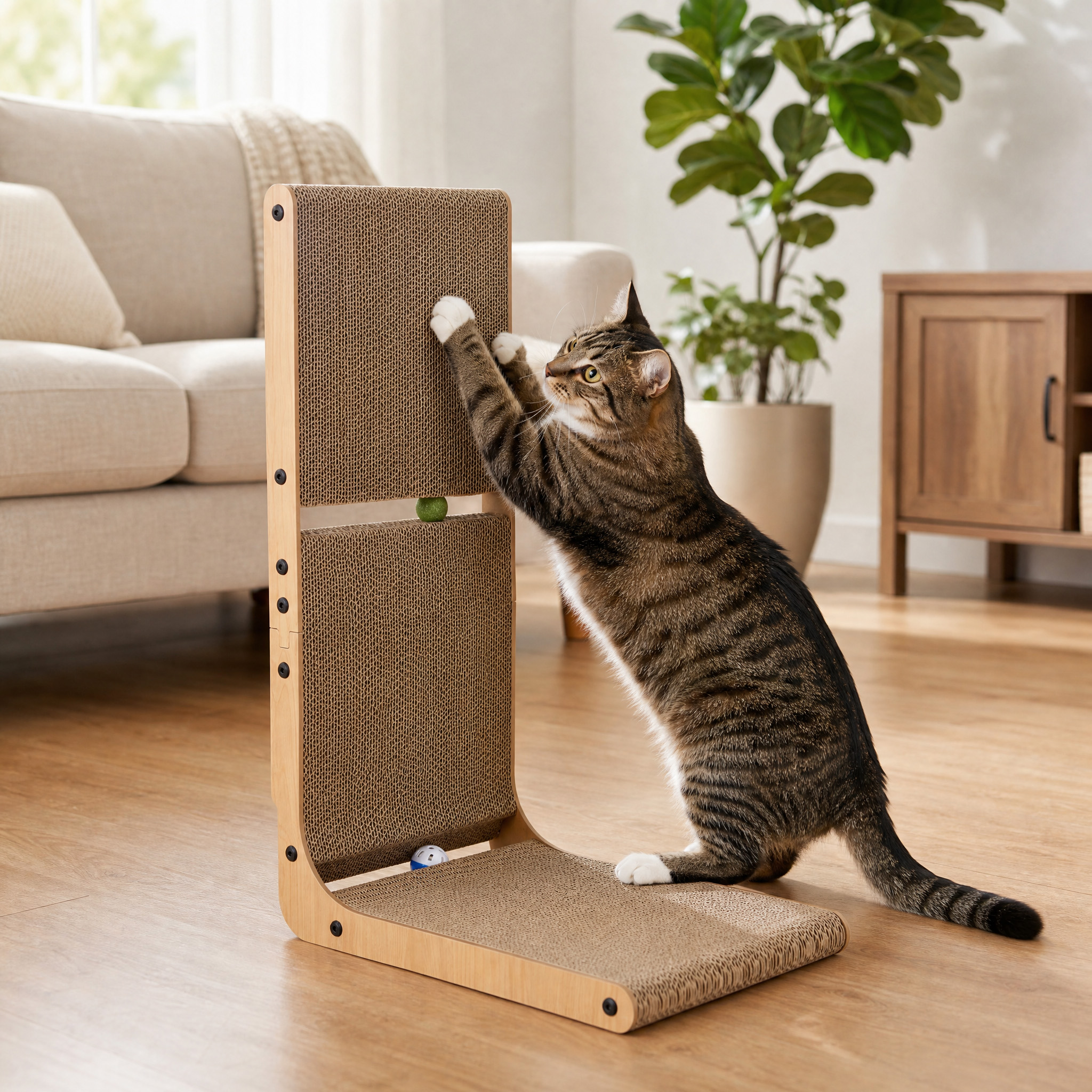 Vibrant Life L-Shaped Cat Scratcher with Dual Surfaces photo 3