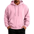 thumbnail image 2 of Men's Hoodie Trendy Long Sleeve Drawstring Hooded Sweatshirt Loose Fit Streetwear Pullover with Pocket Pink XL, 2 of 7