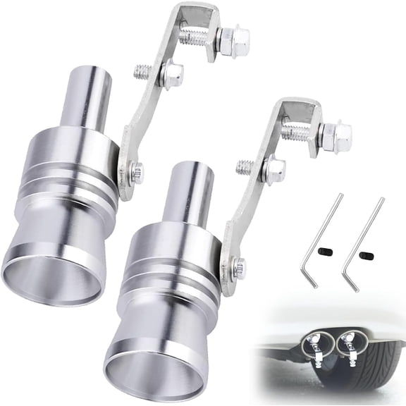 Turbo Whistle for Exhaust Pipe 2 PCS, Car Turbo Exhaust Whistle, XL Size Aluminum Alloy Universal Turbo Sound Exhaust Muffler Pipe Whistle Car Roar Maker (Silver #XL)