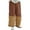 Brown, variant on Charella Womens Linen Pants Color Block Pleated Wide Leg Elastic Waist Trousers Loose Lightweight Pants (XL, Yellow)