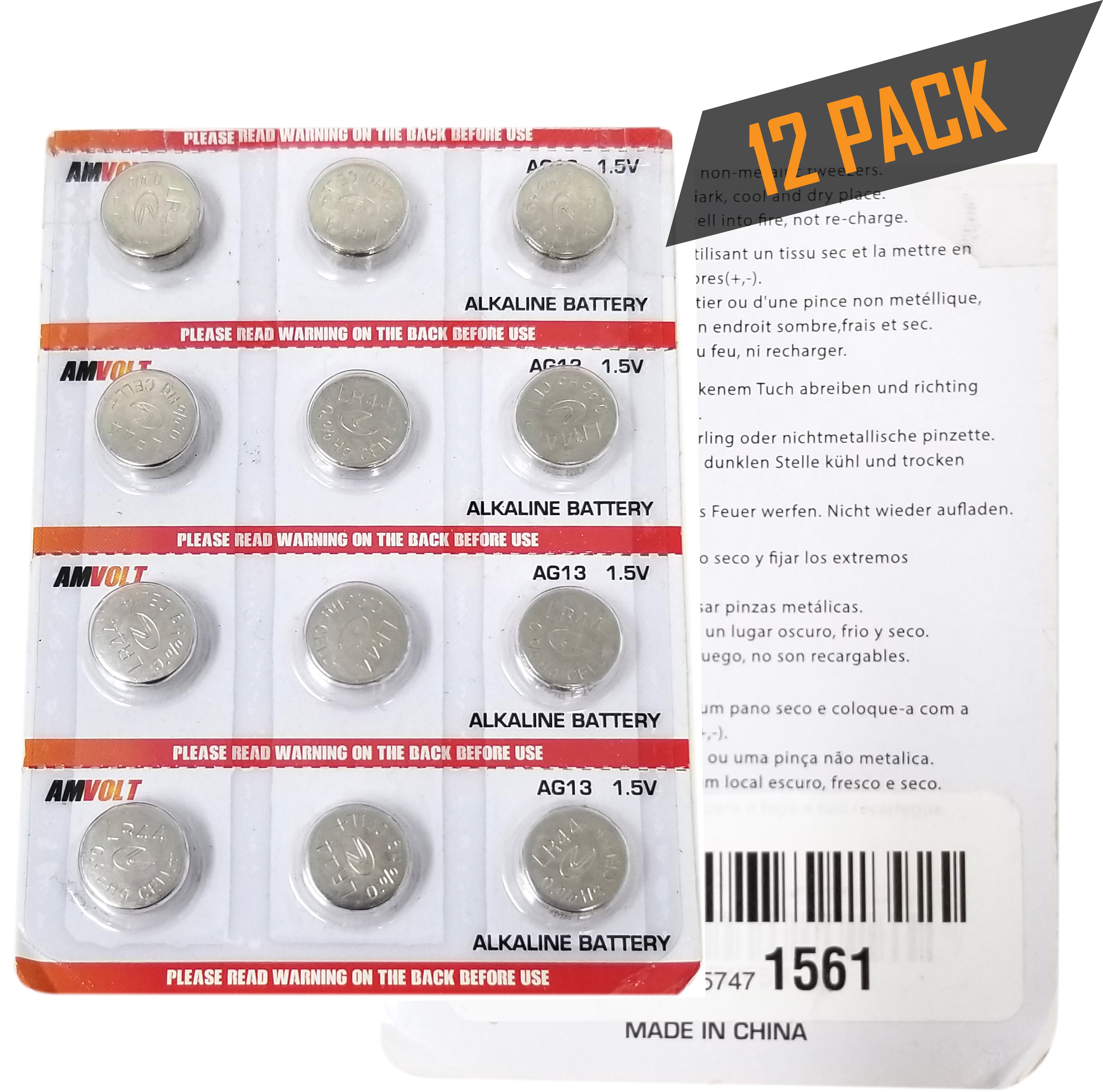 12 Pack Lr44 Ag13 Battery Ultra Power Premium Alkaline 1 5 Volt Non Rechargeable Round Button Cell Walmart Com Walmart Com