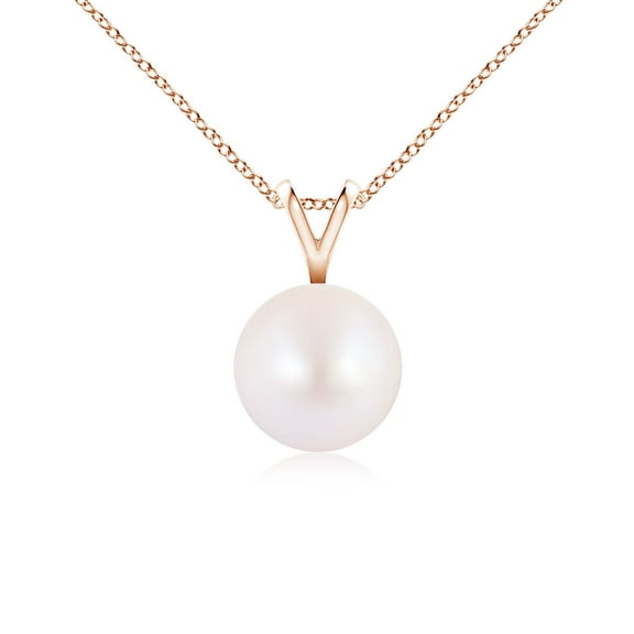 ANGARA Japanese Akoya Cultured Pearl Solitaire V-Bale Pendant in 14K Rose Gold for Women | June Birthstone, Birthday, Anniversary, Jewelry Gift for Women | Pearl Necklace