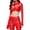 Red, variant on Women's Metallic Glossy Crop Top Long Sleeve PU Leather Front Zipper Steampunk Tank Top for Club Party Hot Pink M