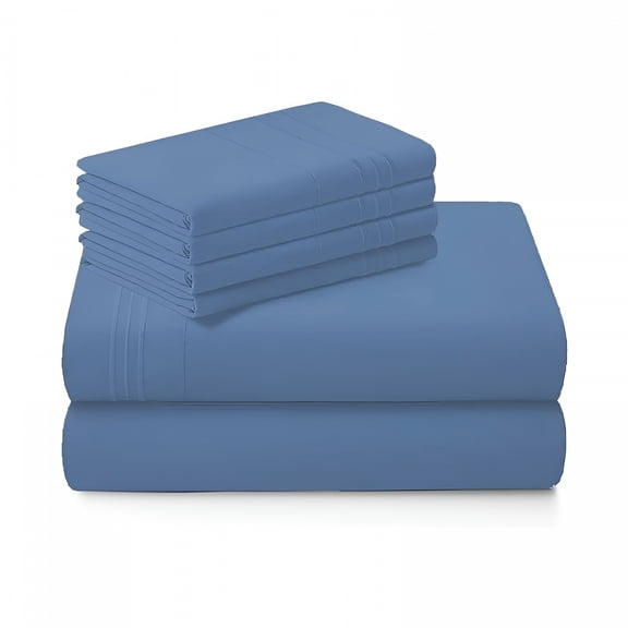 AUQ 100% Pure Egyptian Cotton 800 Thread Count Sheet Set,4 Pc Set,Sateen Weave,Soft Luxury Bedding,Fits Upto 21" Inch Deep Pocket (Medium Blue Solid,King Size)