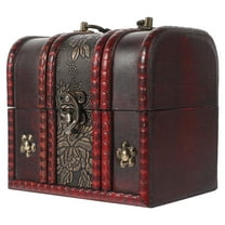 LEORX Vintage Wooden Jewelry Box Multi Colored Storage Chest for Rings Earrings Necklaces and Sundries 7.5 x 4.5 x 3.5 Inches