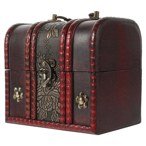 LEORX Vintage Wooden Jewelry Box Multi Colored Storage Chest for Rings Earrings Necklaces and Sundries 7.5 x 4.5 x 3.5 Inches