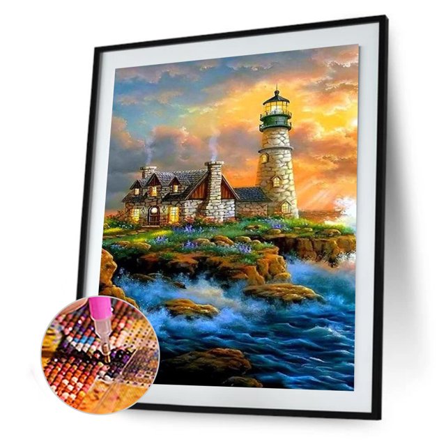 Cuadros Decorativos Pintura de diamante redondo de la serie Paisaje de bricolaje DQrwqpou Nuevos Originales
