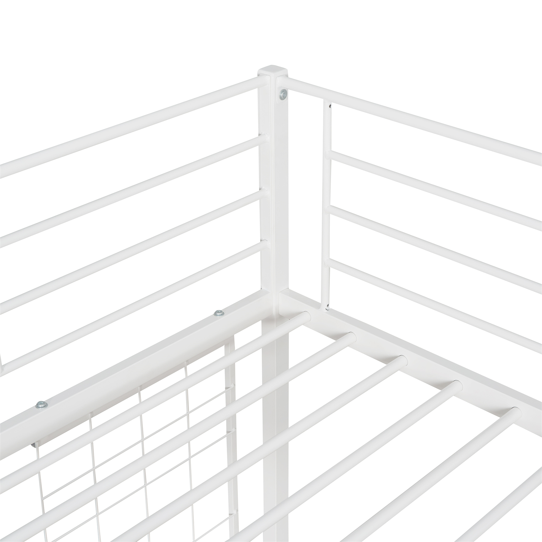 Aukfa Twin Loft Bed with L Shape Desk, Heavy Duty Metal Bed Frame for Kids Teens, White
