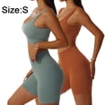 thumbnail image 2 of Conjuntos de entrenamiento acanalados para mujer, 2 piezas, sujetador deportivo sin costuras, cintura alta, leggings de yoga, 2 of 6