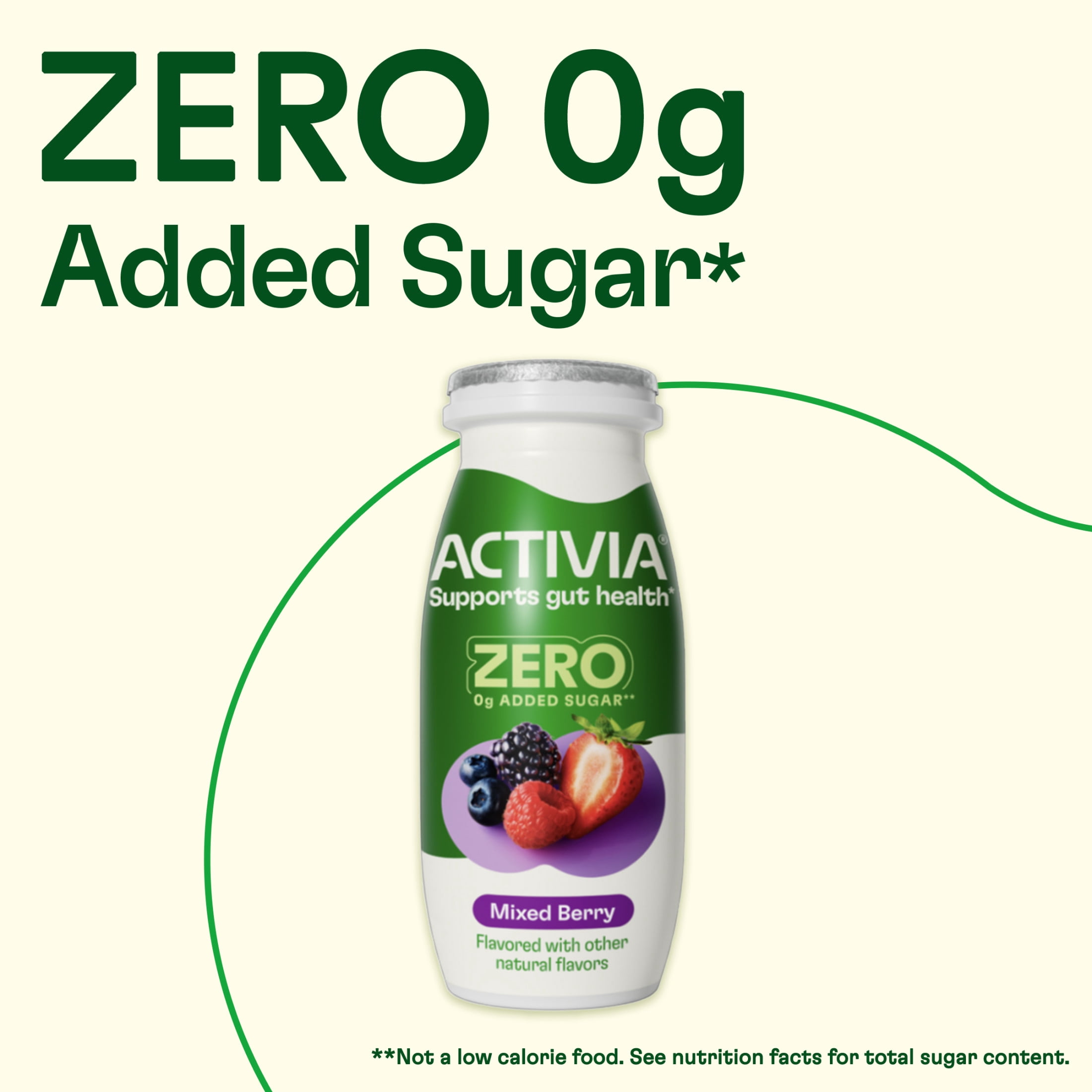 Activia ZERO 0g Added Sugar Peach and Strawberry Probiotic Dailies Low Fat Yogurt Drinks, Helps Support Gut Health, 3.1 fl oz, 8 Count