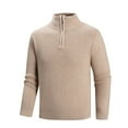 thumbnail image 2 of Dxzfnsa Knit Sweaters for Men Men's Casual Solid Color Quarter Zip Sweaters Lightweight Standing Collar Pullover Sweaters Fashion Knit Long Sleeve Sweaters, 2 of 6