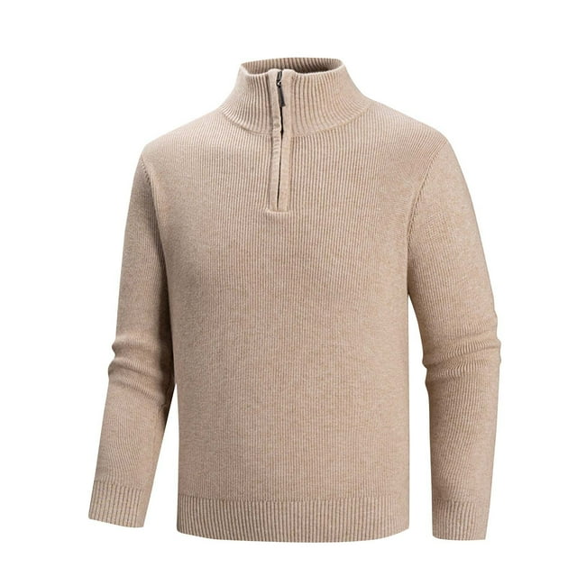 Npasoilc Hauts pour Hommes Mode Décontractée Col Montant Demi-Fermeture à Glissière Chandail Élasticité Couche de Base Chandail à Manches Longues