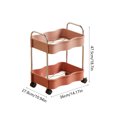 thumbnail image 3 of Kitchen Storage Cart, 2 Layer Rolling Rack with Armrests for Bathroom & Kitchen, Multi-Purpose Organizer with Ventilated Shelves, Easy to Move, White & Pink, 3 of 6