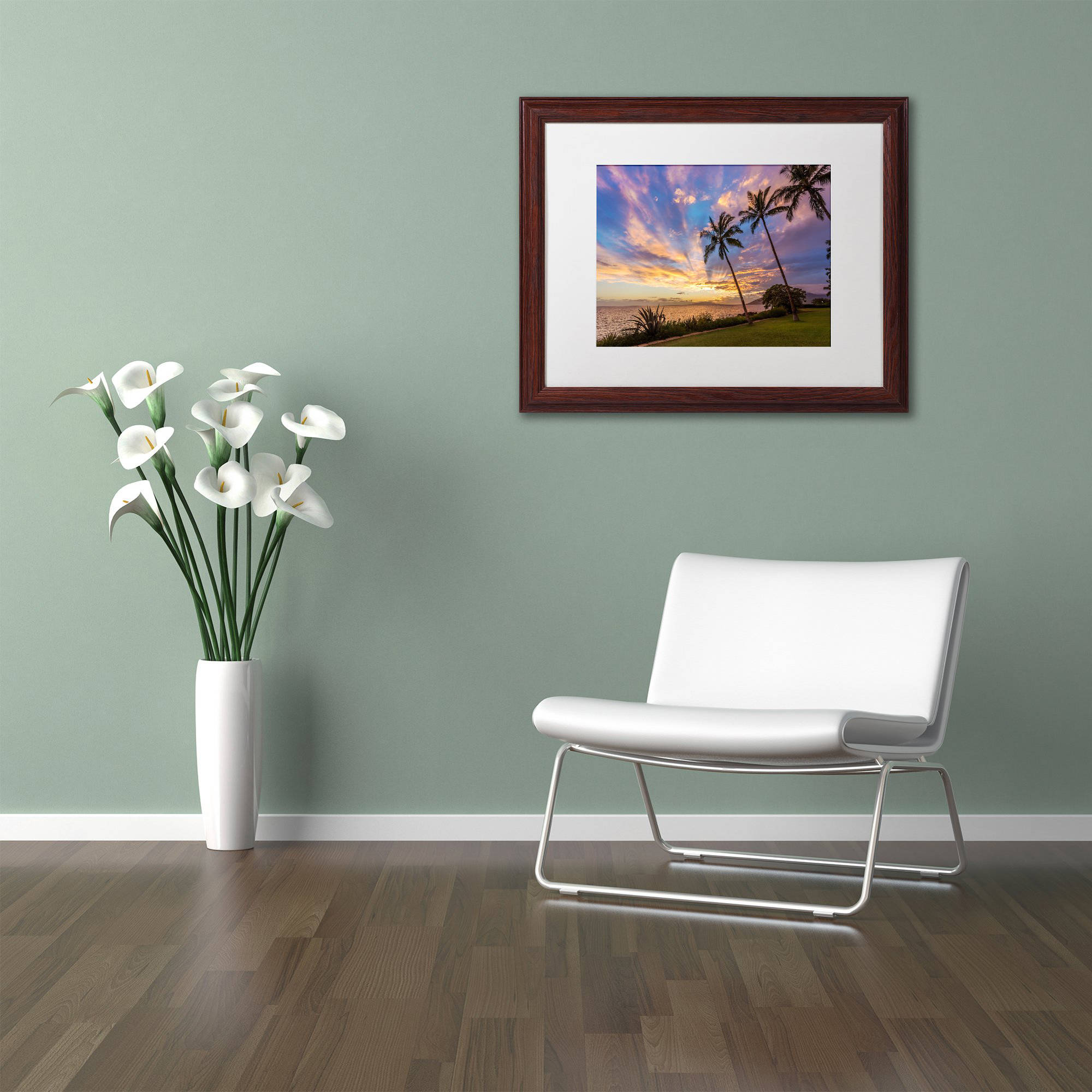 Trademark Fine Art 'Magical Hawaiian Sky' Canvas Art by Pierre Leclerc, White Matte, Wood Frame