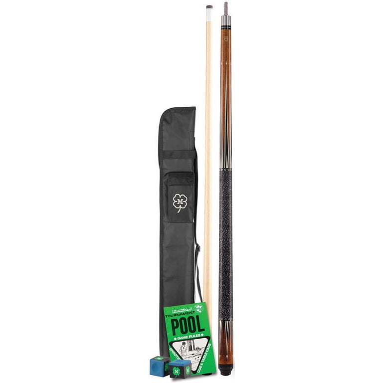 McDermott Deluxe Pool Cue Kit With Case - 2-Piece Michigan Maple Cue, Chalk, Rule Book