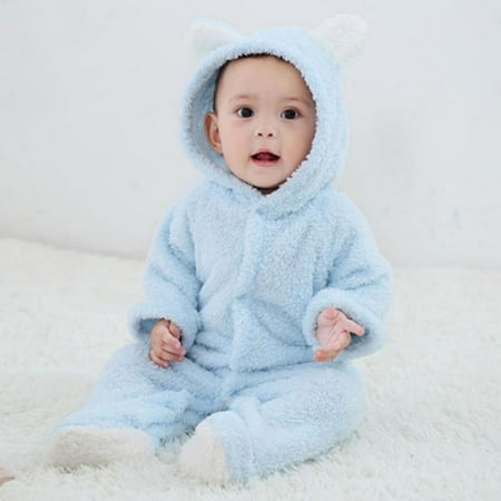 

[Clearance!]Fleece Kids Bodysuit – Infant Pajamas Kids Hooded Romper Outerwear Toddler Jacket