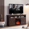 thumbnail image 5 of UHOMEPRO TV Stand with 18" Fireplace Insert, Entertainment Center with Open Shelves and Closed Cabinets for TVs, TV Cabinet for TVs up to 65", Espresso, 5 of 12