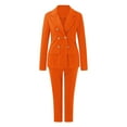 thumbnail image 5 of Bmisegm Women Solid Long Sleeved Suit Pockets Trousers Pants Suit Elegant Suit Orange XL, 5 of 6