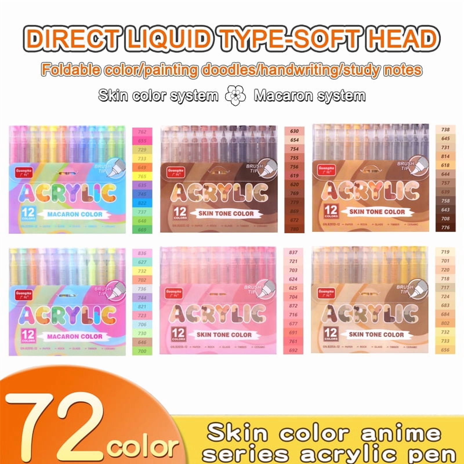 72 colors Acrylic Paint Markers,Soft Brush Student Graffiti Painting Pens Set,Festival Gift DIY Art Markers