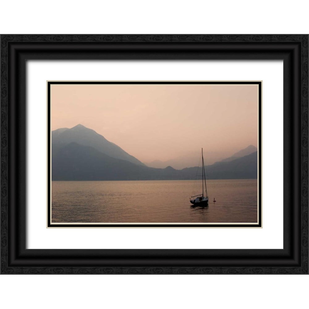 Crane Rita 14x11 Black Ornate Wood Framed with Double Matting Museum Art Print Titled - Lake Como Sailboats IV