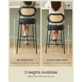 thumbnail image 5 of Bar Stools Set of 2, Bar Height Bar Stool with PE Rattan Back, Synthetic Leather Upholstered Stools for Kitchen Island Dining Room, 30.1-Inch Bar Chairs, Ink Black, 5 of 8