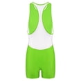 thumbnail image 4 of Kaerm Men One Piece Swimwear Swimsuit Hollow Out Mesh Jumpsuit Unitard Front Zipper Shorty Wetsuit Fluorescent Green XXL, 4 of 7