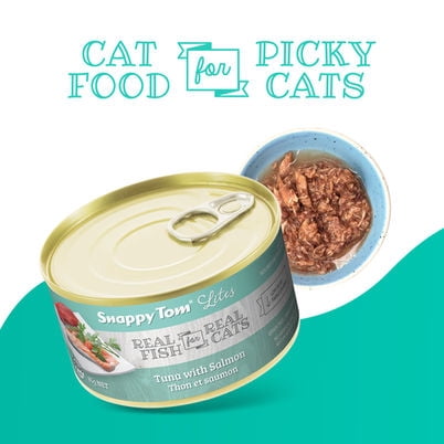 Snappy Tom "Lites" Tuna with Salmon. Wet Cat Food, 3 oz cans, 24 count