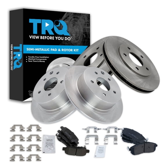 TRQ Front and Rear Brake Pad & Rotor Kit Brake Pads Brake Rotor Semi-Metallic Fits Select 2013-2019 Nissan Sentra