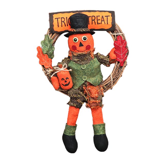 Corona de Halloween de bruja con patas de sombrero Corona de puerta de calabaza Bomba de arce artificial Wmkox8yii fhajkh168