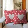 thumbnail image 6 of Valentines Pillow Covers 20x20 Inch Set of 2 Pink Love Heart Holiday Decorative Throw Pillows Cover Valentine''s Day Mother''s Day Anniversary Decorative Linen Cushion Covers for Home Sofa Couch Bed, 6 of 6