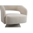 thumbnail image 6 of Modern 360 Degree Swivel Accent Chair with Hollow Backrest, Comfy Velvet Armchair with Non-slip caps, Curvaceous Round Barrel Chair for Living Room, Bedroom and Office, Beige, 6 of 9