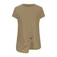 thumbnail image 6 of JGGSPWM Women's Summer Short Sleeve Textured Casual Crewneck Trendy Basic Tee Blouses Tops Khaki XL, 6 of 6