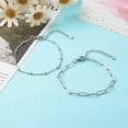thumbnail image 3 of Resistant 304 Stainless Steel Paperclip & Satellite Chains Bracelet set Stainless Steel color 7-1/2 inch(19cm) 2pcs/set, 3 of 6
