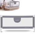 thumbnail image 1 of MBQMBSS Barandillas de cama para niños pequeños: 60, 70 y 80 pulgadas, protector de barandilla para cama de bebé extra largo con correa en Y para niños, colchón tamaño Queen y King (gris/blanco) (1 la, 1 of 5