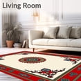 thumbnail image 2 of ODIKA 4'x6' Machine Washable Non-Slip Area Rug, Noble Estate Symmetrical Decorative Medallion High Traffic Rug with Pad, Red, 664124, 2 of 8
