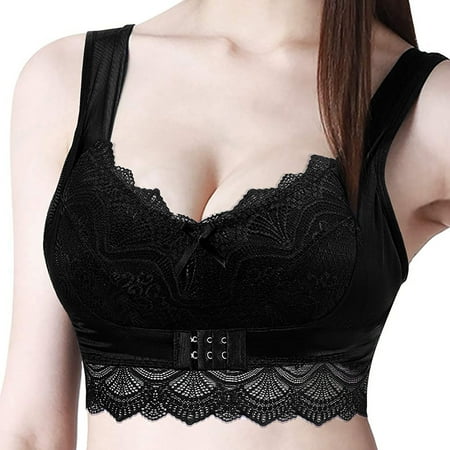 Itsame 1 Pack Everyday Casual Bra Set Womens Full Support Bra Tie Front Wireless Comfort Bralette Black Size S