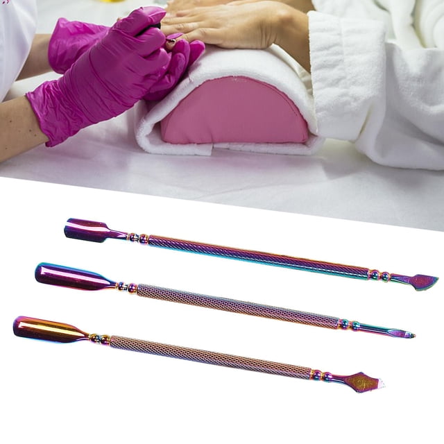 Empujador Removedor de Uñas 3 en Paquete Acero Inoxidable Morado shamjiam