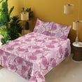 thumbnail image 2 of Ambesonne Springtime Fitted & Flat Sheet with Shams 4 Pcs Set, Jungle Blooming Peony, Calking, Rose Pastel Pink, 2 of 5