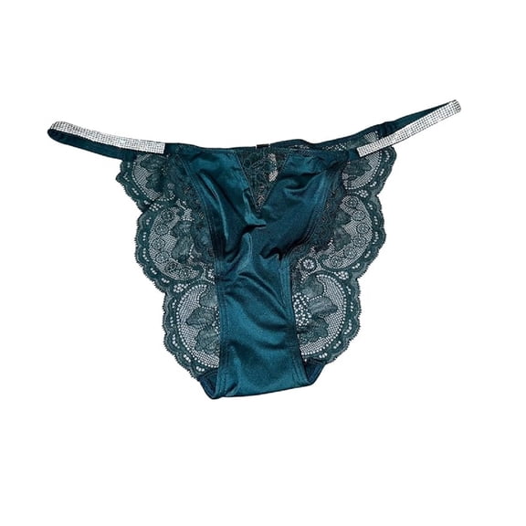 Victoria's Secret Micro Lace Shine Strap Cheekini/Cheeky Panty Color Dark Green Size X-Large NWT