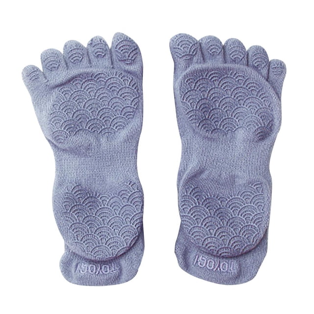 1 calcetines de Yoga para mujer, calcetín de algodón, media punta, calcetines deportivos antideslizantes para gimnasio, 5 dedos Azul sin kusrkot calcetines de yoga mujeres