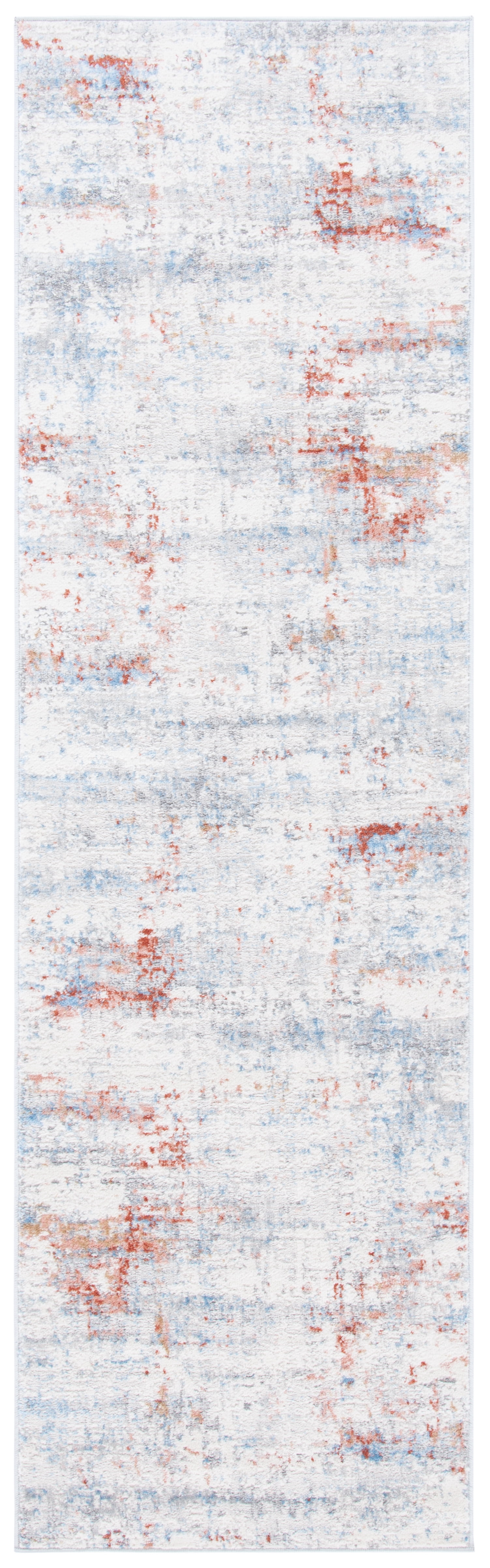 SAFAVIEH Amelia Topher Abstract Runner Rug, Ivory/Rust, 2'3" x 8'