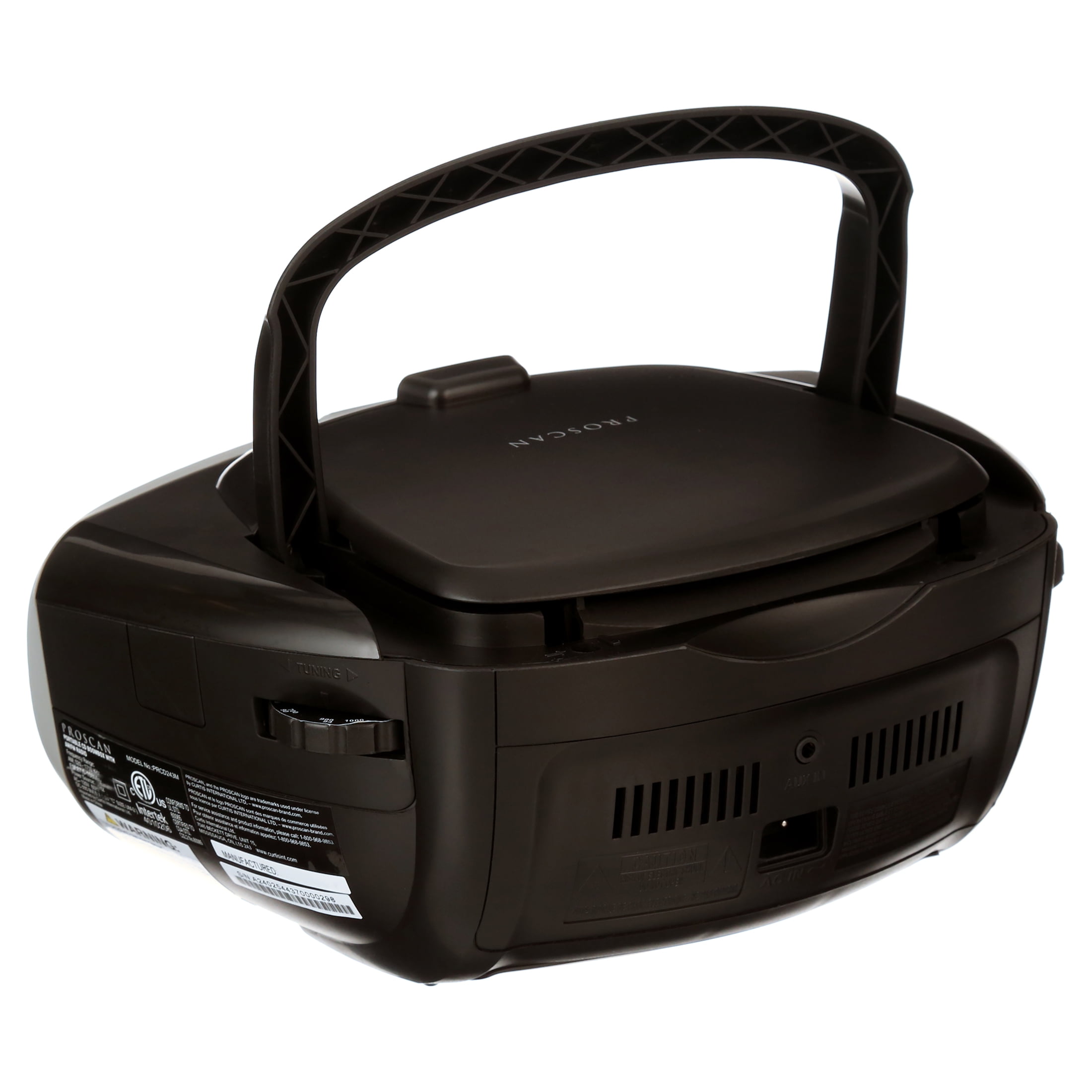 Proscan CD Radio Boombox with Top-Loading CD/CD-R Playback, Silver, PRCD243M