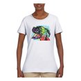 thumbnail image 2 of Cute Rainbow Neon Doberman Dog Lover Womens Graphic T-Shirt, White, 2XL, 2 of 3