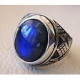 thumbnail image 3 of Labradorite Mans Ring, Natural Blue Fire Labradorite, Unisex Ring, Silver Jewelry, 925 Silver Ring, Birthday Gift, Heavy Men Ring, Arabic Design, Ottoman Style Ring, Christmas, Turkey Mens Signet Ring, 3 of 6