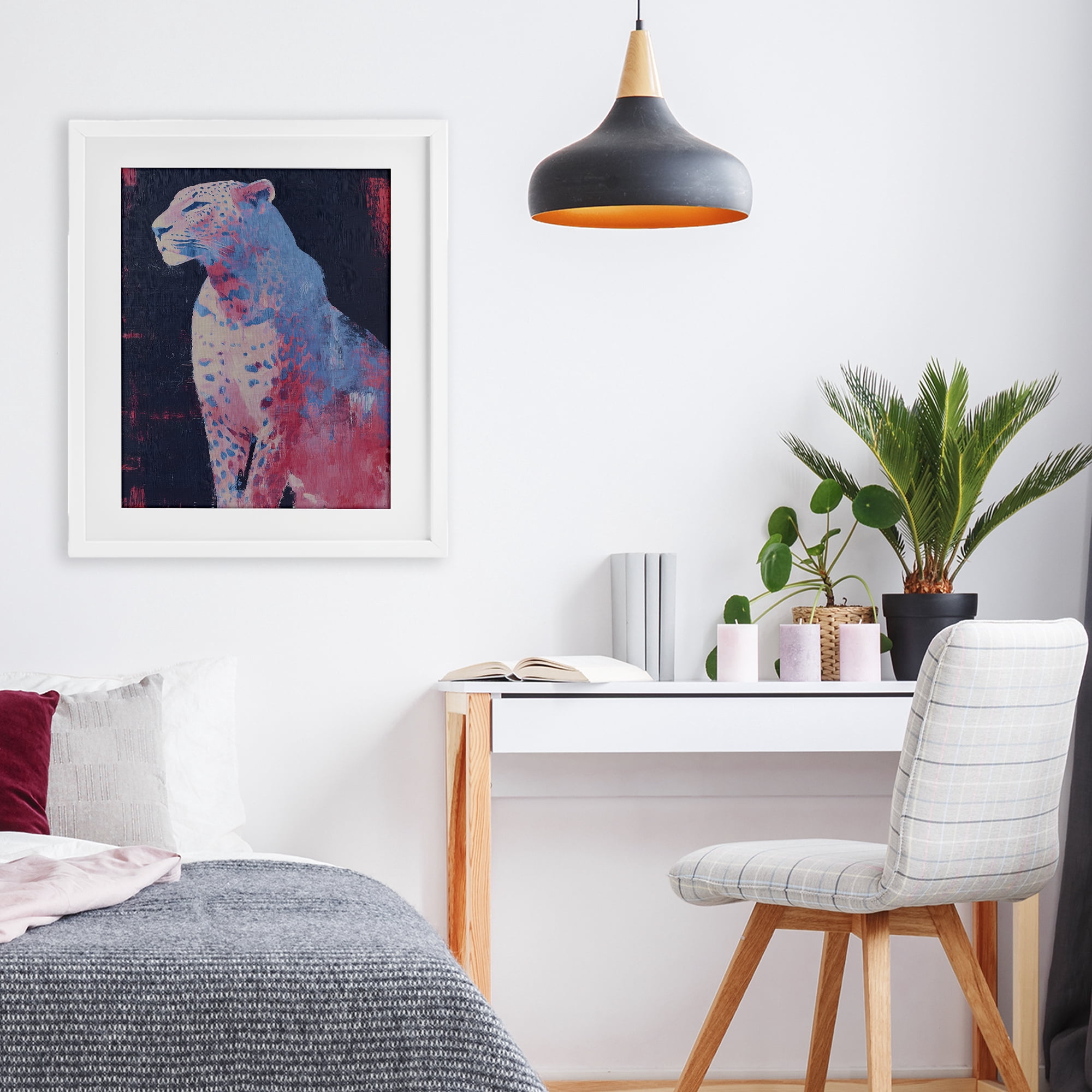Stupell Industries Predator Pride Leopard White Framed Print Under Glass, design by Svetlana Aleynikova